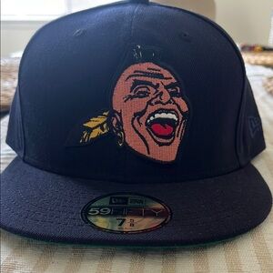 Atlanta yelling apache hat New Era Black 59FIFTY Cap with Bold Embroidery